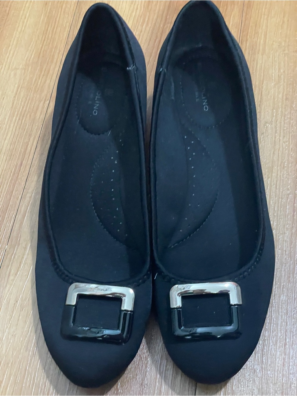 Bandolino Black Ballet Flats with Silver Buckle